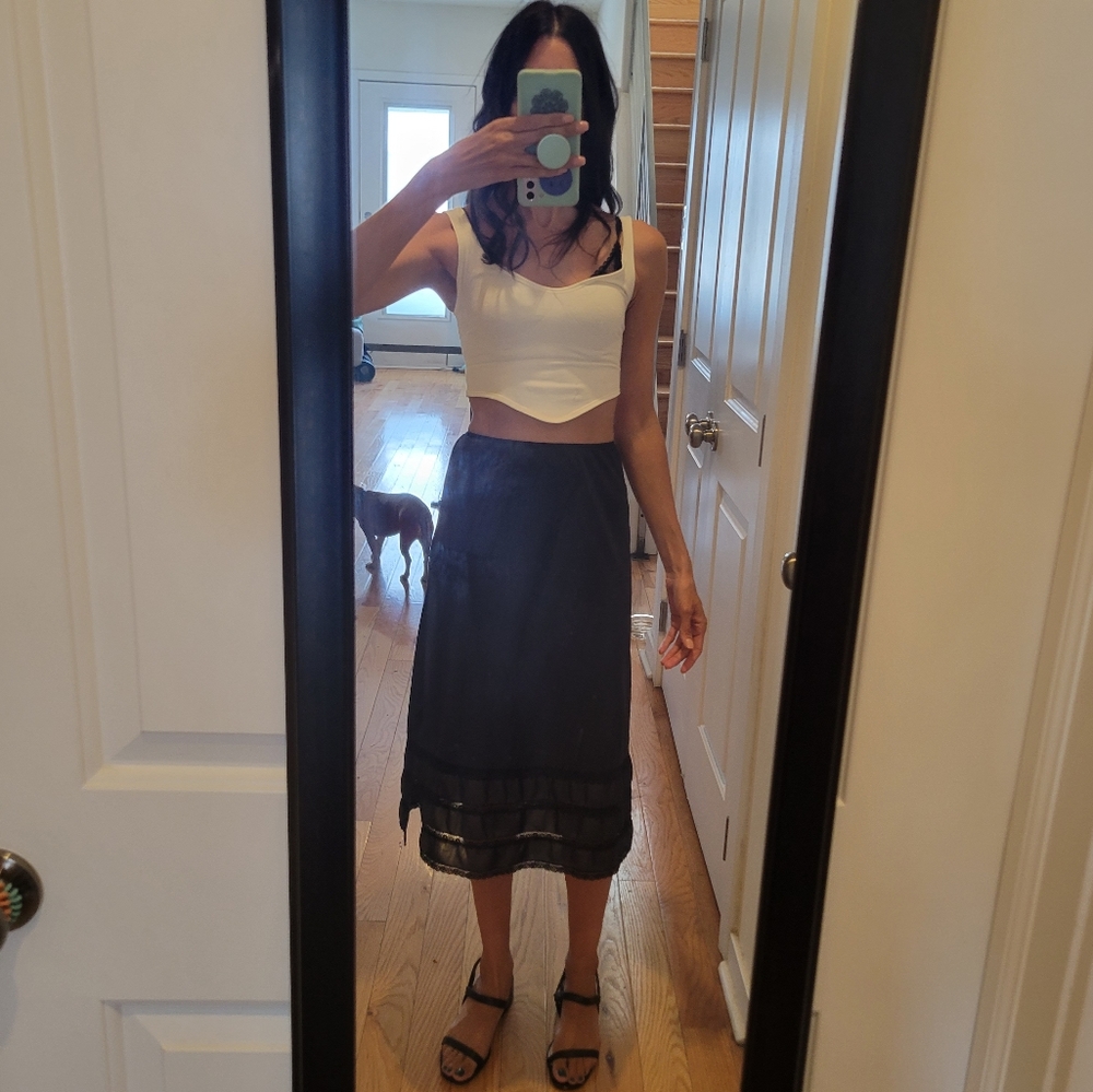 Vintage black slip skirt 3/4 length
